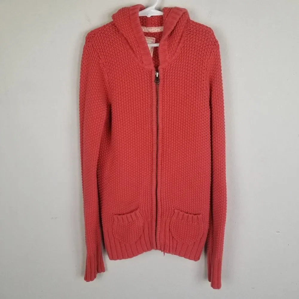 Old Navy Salmon Zipper Front Hooded Cotton Sweater
